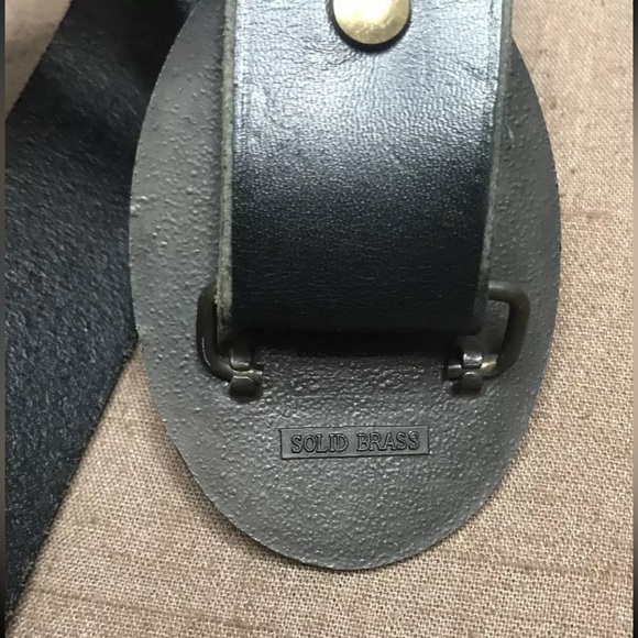 ADM Award Design Medals Texas Solid Brass Buckle Black Leather Belt Norman OK - Picture 7 of 13